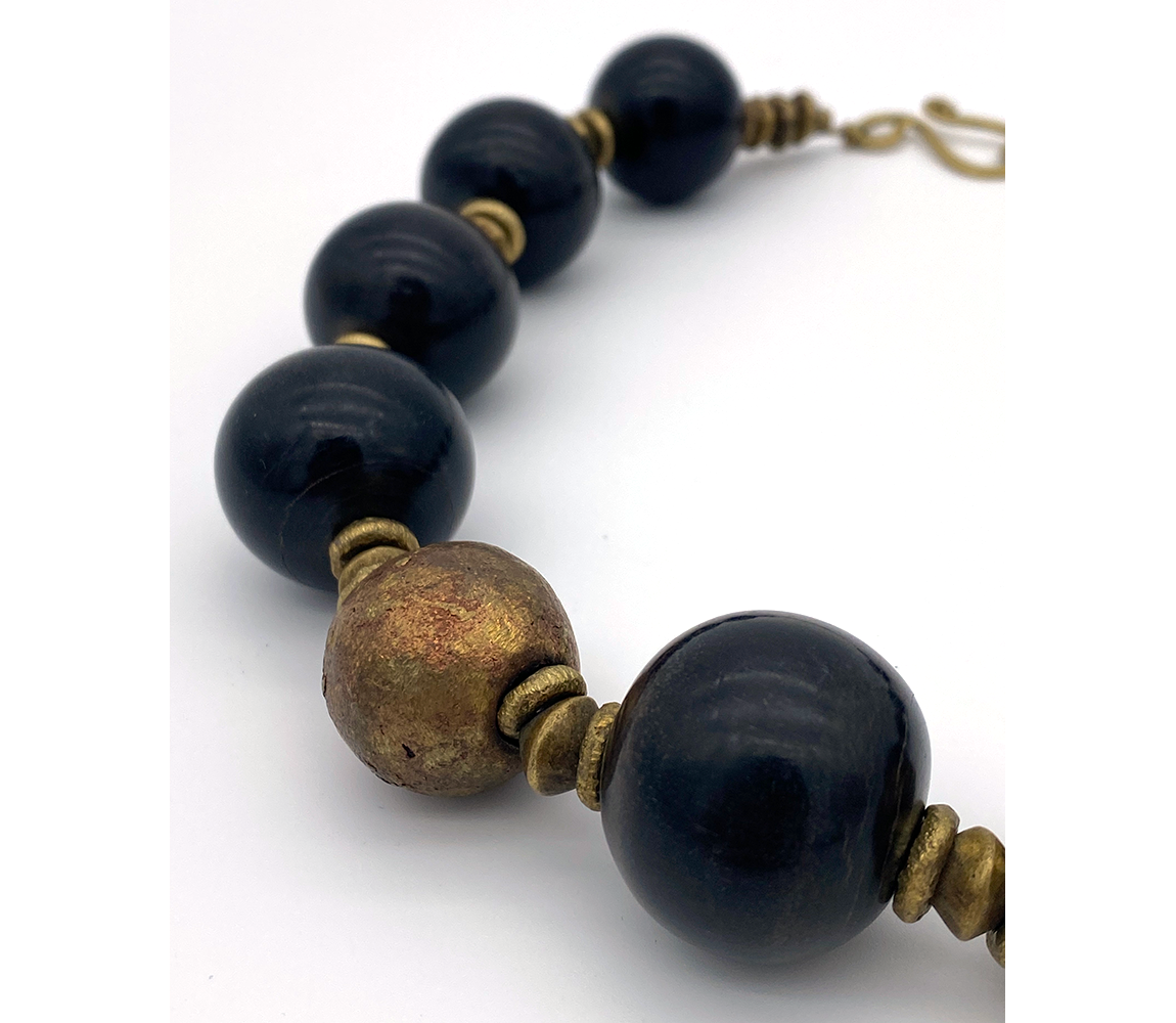 Danielle Carbone Necklace Black Horn and African Brass